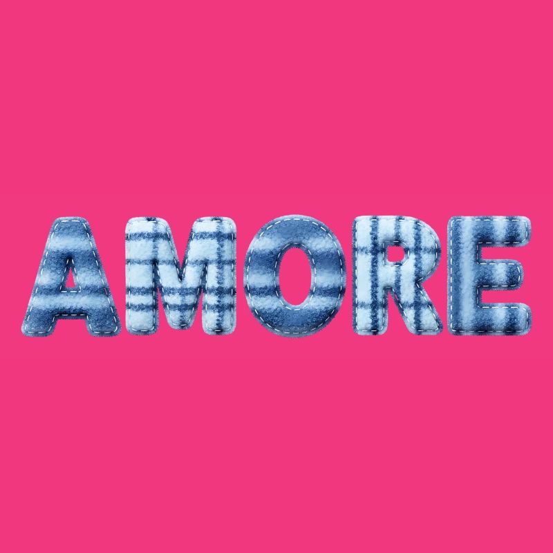 Amore Eisblau Schriftzug Patchwork Trend