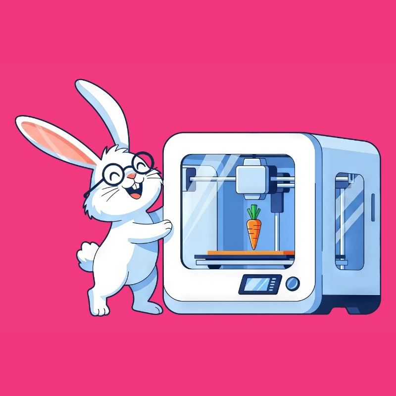 Funny Rabbit Nerd Programmer 3D Printer