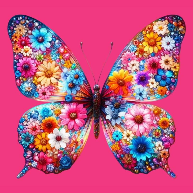 Papillon décoré de fleurs
