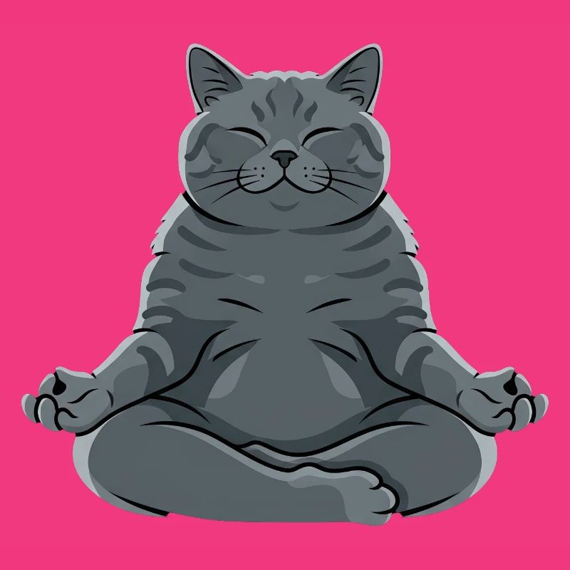 Meditierende Graue Katze