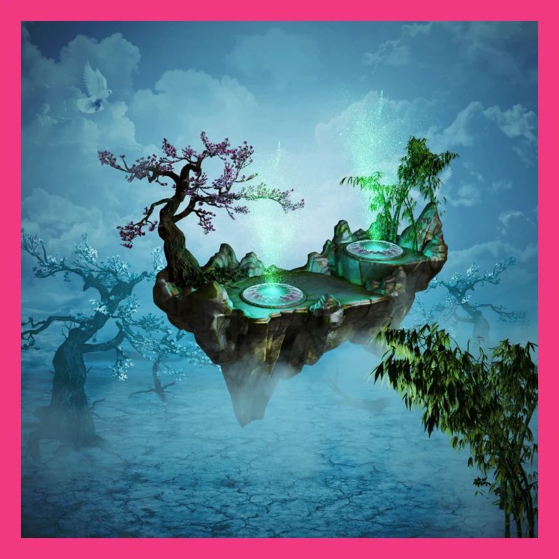 Flying island with trees