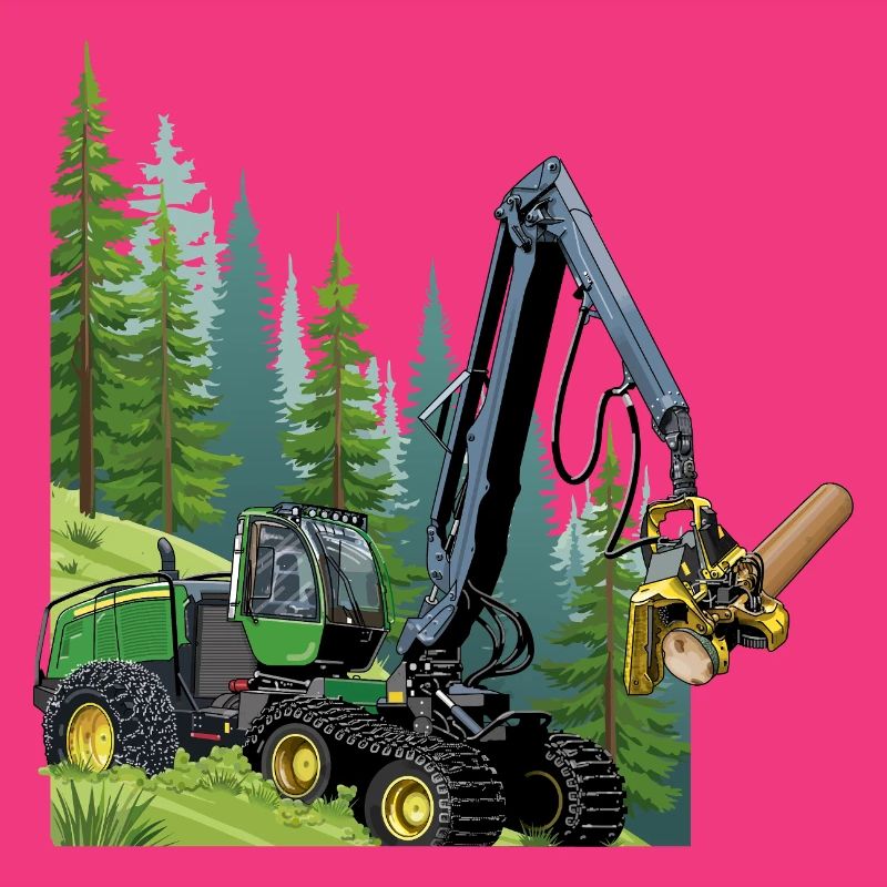 Récolteuse, moissonneuse en forêt