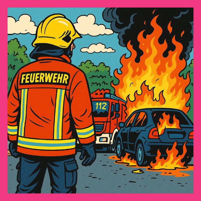 Brandbekämpfer Cartoon Einsatz