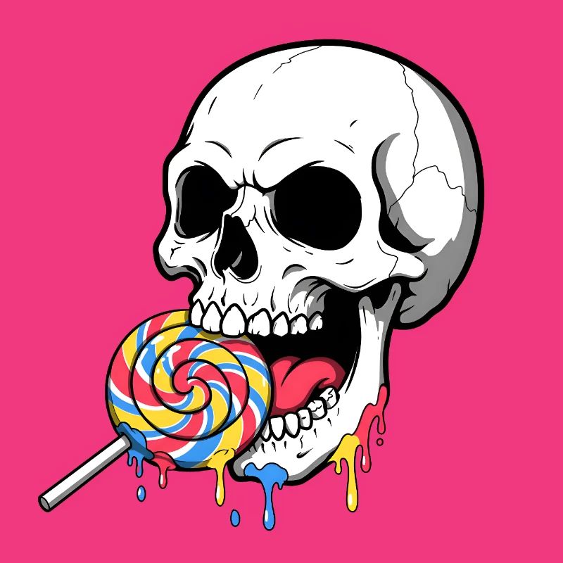 Skull Biting Colorful Candy