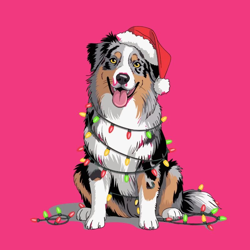 Weihnachtshund mit Lichterkette