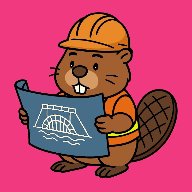 Beaver Ouvrier du bâtiment Bob Maître constructeur Plan Construction Barrage