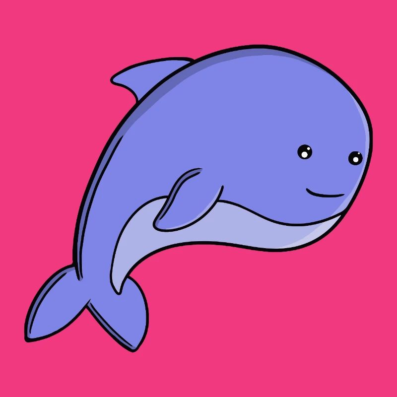 Süßer blauer Fisch-Kawaii-Delfin- oder Schweinswal-Cartoon