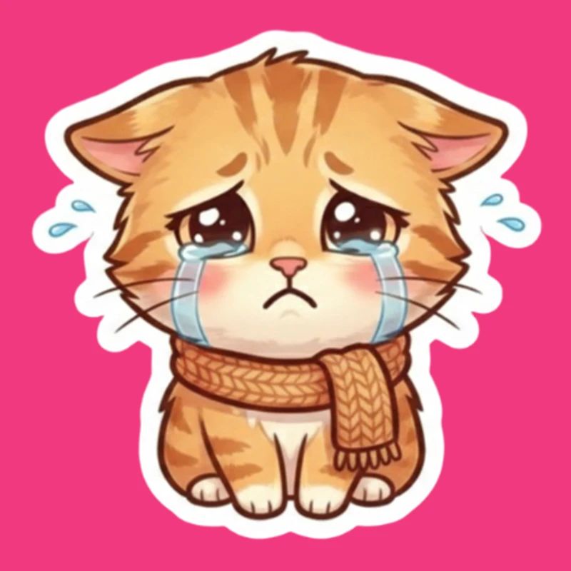 Crying Kitten with Scarf