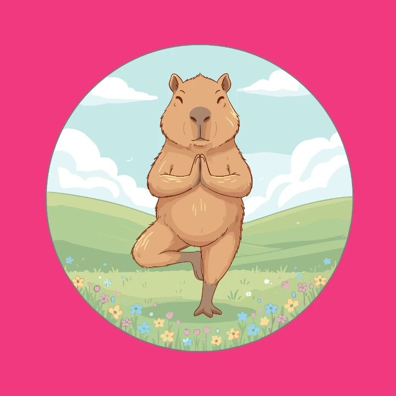 Yoga Capybara Rodent Doing Tree Pose
