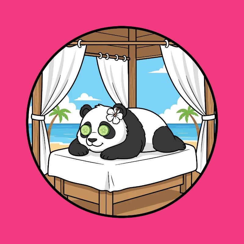 Beach Spa Panda Bear Relaxing Art