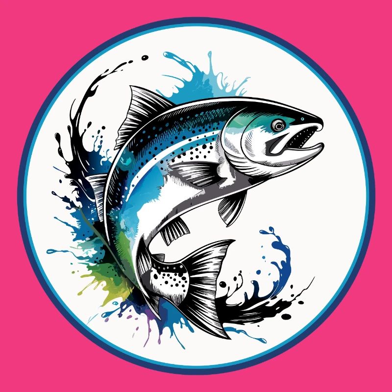 Springender Lachs