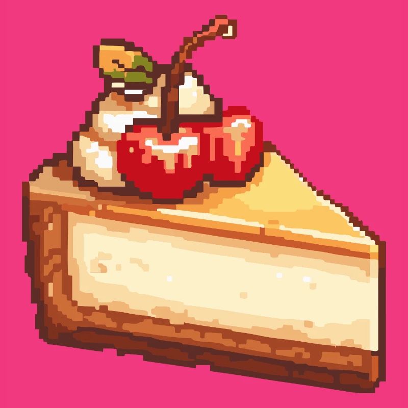 Pixel Käsekuchen mit Kirsche