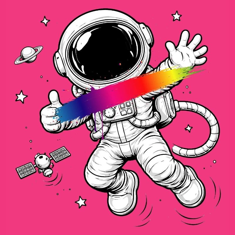 Astronaut Regenbogen Splash Space Design 