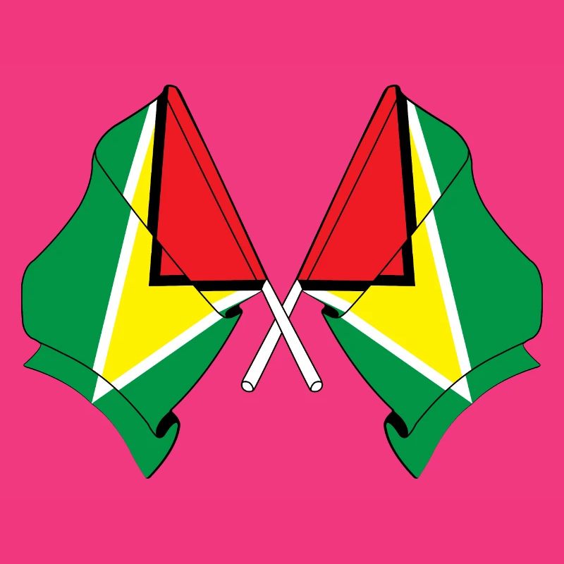 Deux drapeaux croisés de la Guyane