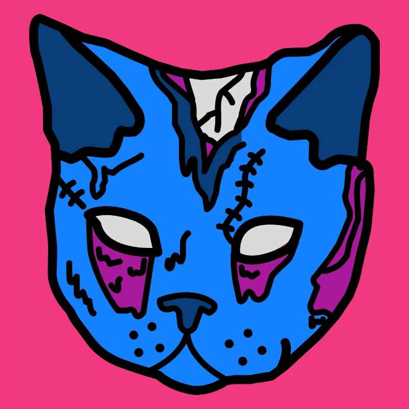 Blue Cat Mask Patchwork