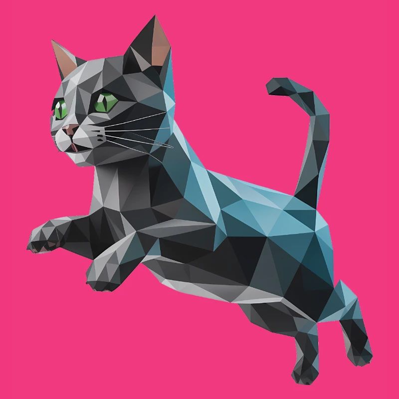 Kätzchen - Cooles Low-Poly-Logo
