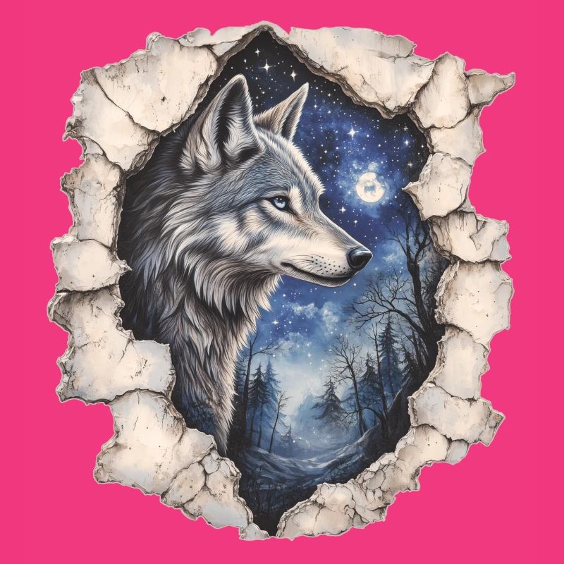 Wolf with starry sky