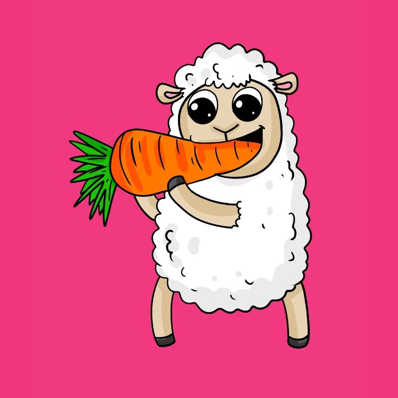 Sheep eats carrot