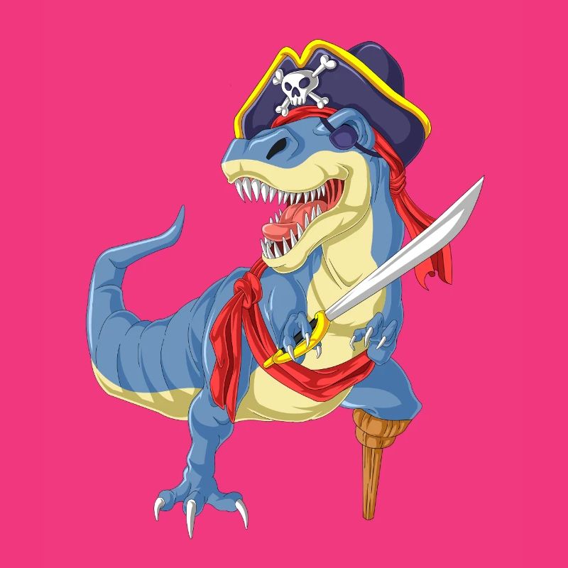 Pirate T-Rex Dinosaur Funny Tee