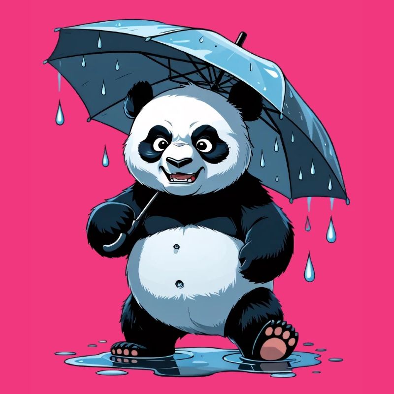 Panda Unter Regenschirm