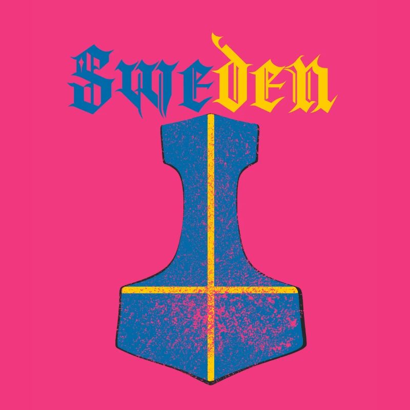 Drapeau de la Suède – Mjölnir Thorhammer Design