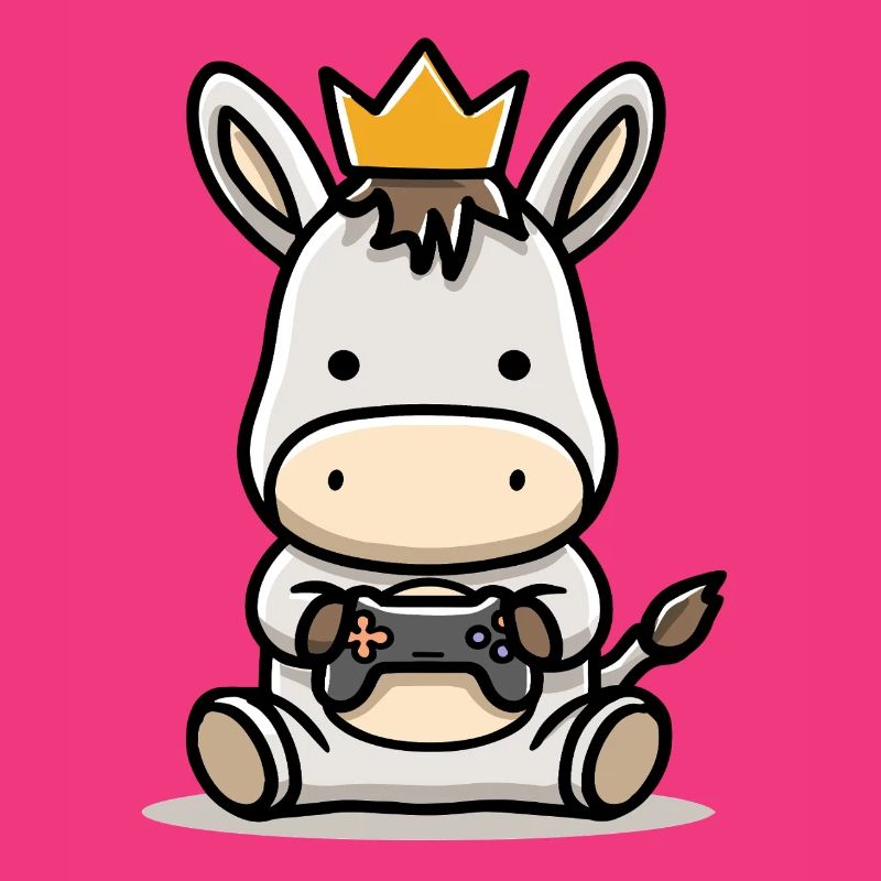Gamer Esel mit controller Krone