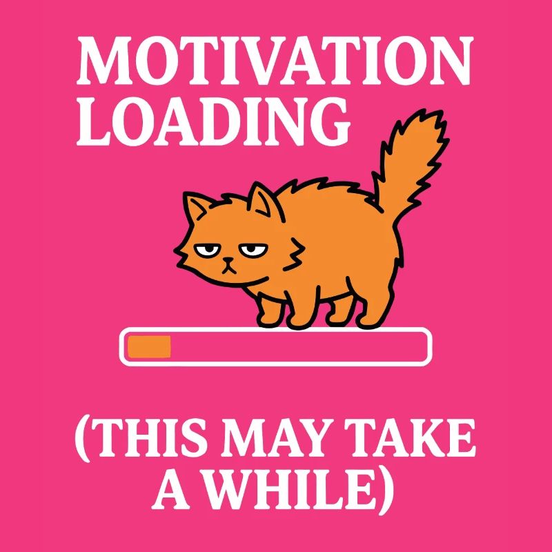 Motivation Loading Tired Cat with Loading Bar