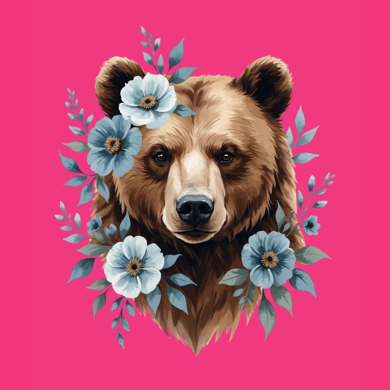 Bear with blue flower frame