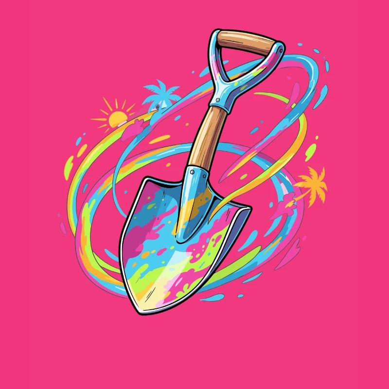 Farbexplosion Gartenschaufel Illustration