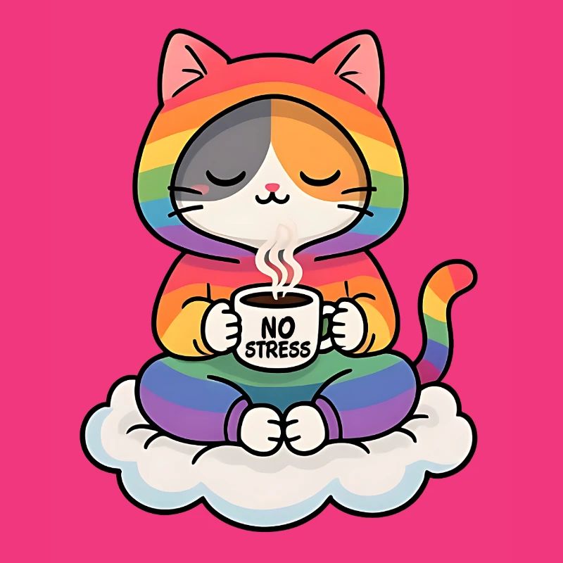 Rainbow Cat on a Cloud
