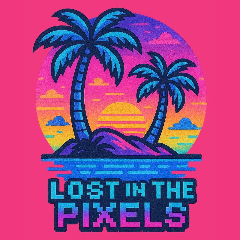 Pixelated Tropical Sunset Design