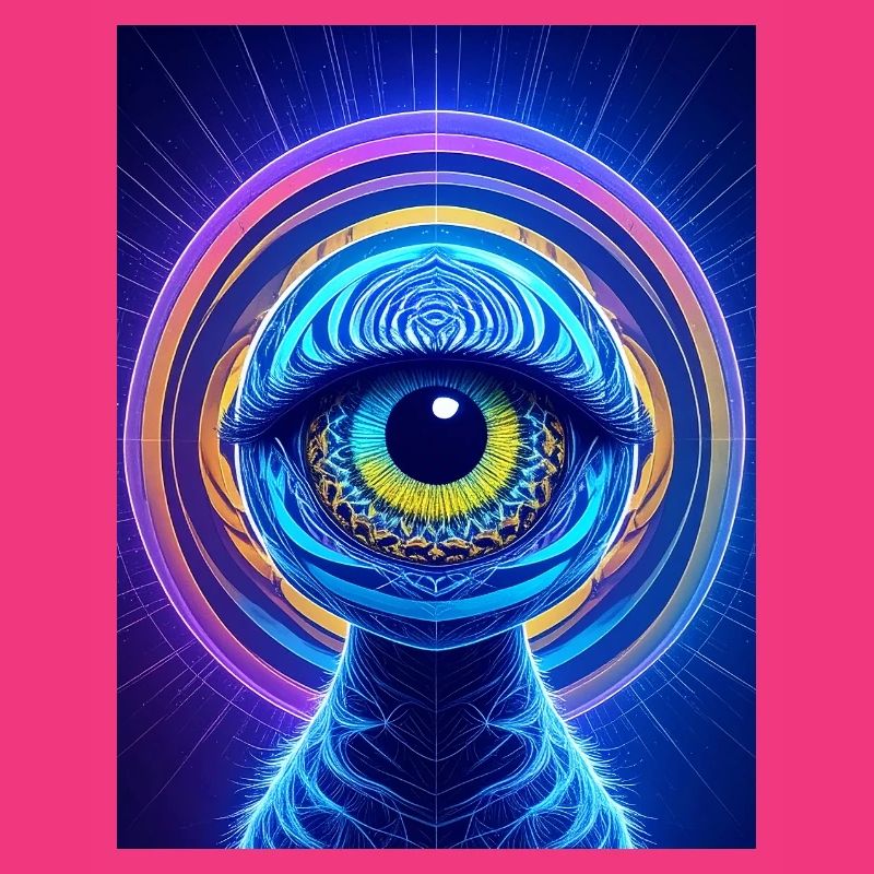 Neon Eye Ring Cosmic Hyperrealism