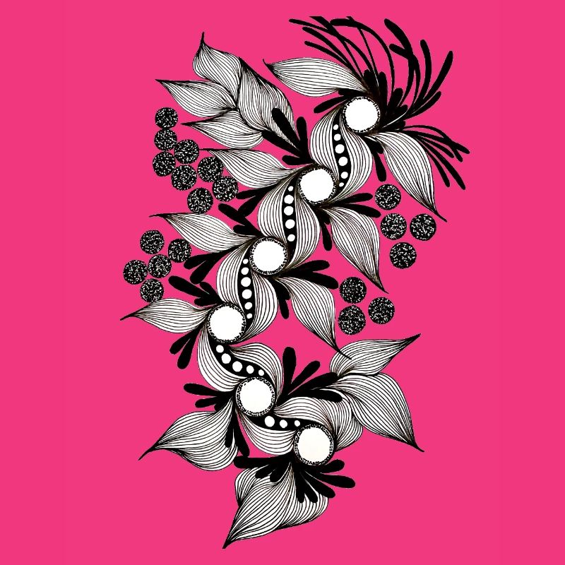 Spirale de fleurs noires et blanches