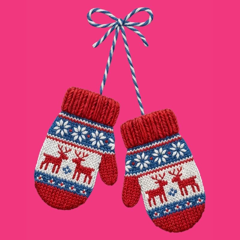Moufles de Noël brodée (imprimé)