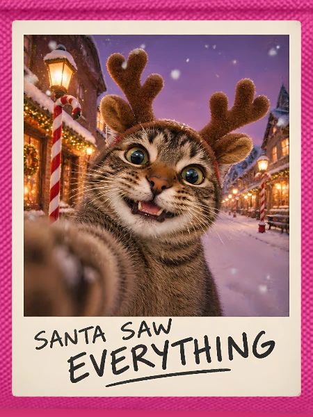 Santa Saw Everything Katze Selfie