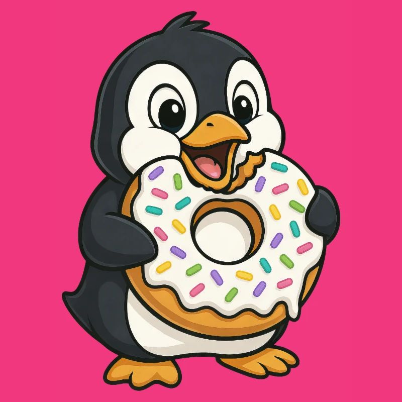 Pingouin mignon avec beignet Dessert Snacking