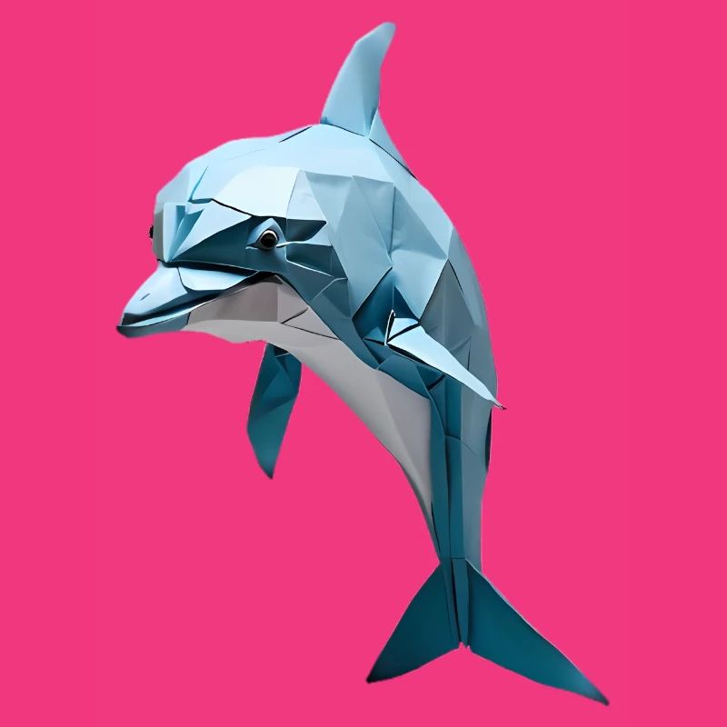 Blauer Low-Poly Delfin