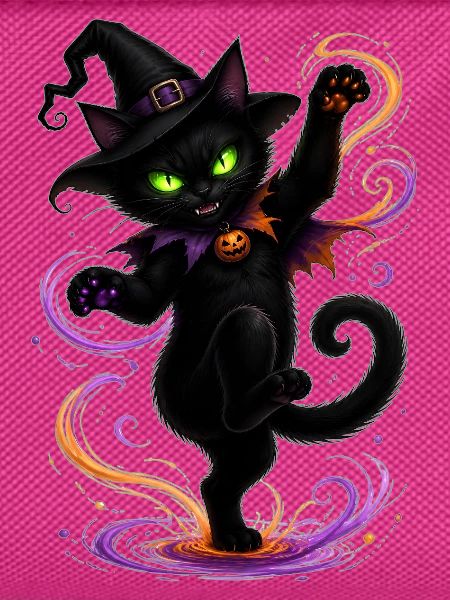 Halloween black cat dancing