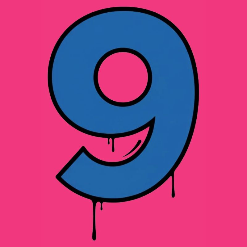 Graffiti Digit Nine Blue Drop