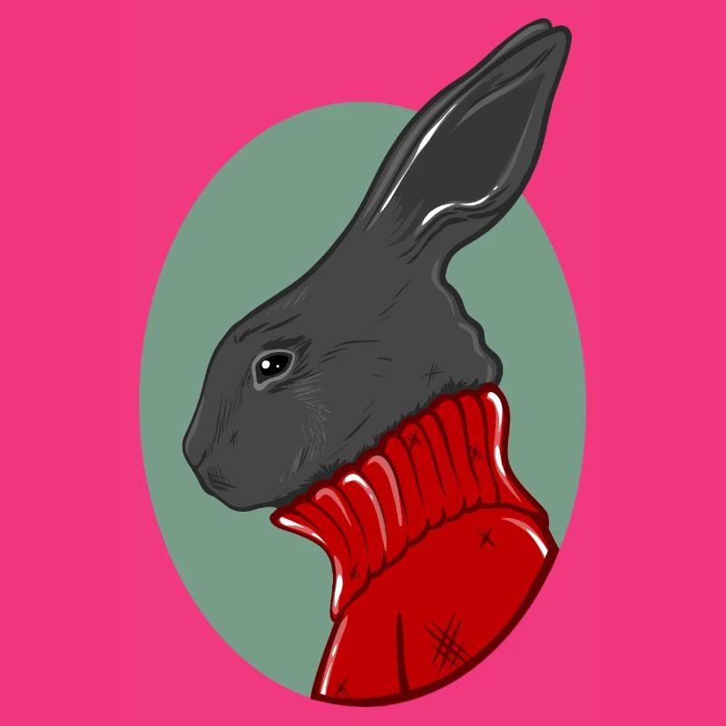 Lapin avec un pull rouge