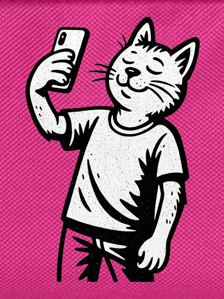 Selfie-Katze im Sketchstil