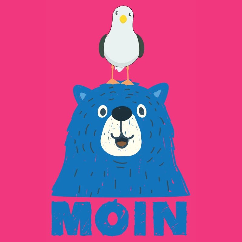 Blauer Bär mit Möwe Kopf Moin Hamburger Dialekt 