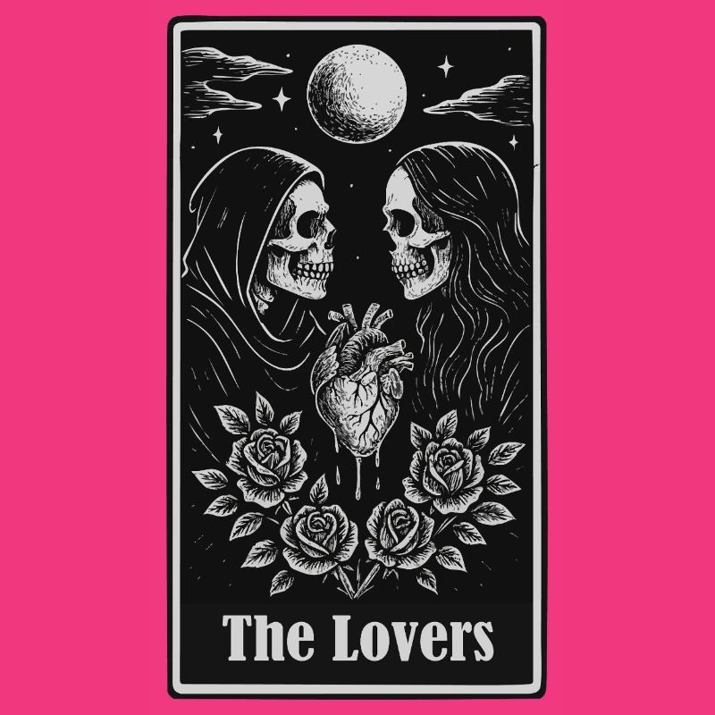 Skeleton Lovers Gothic Tarot Heart Design