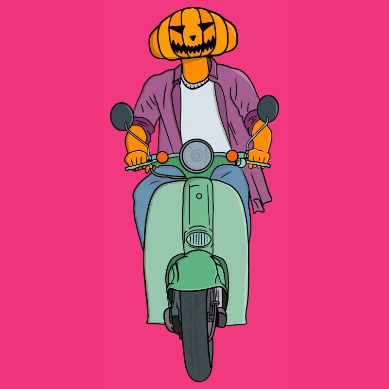 Kürbisfahrer auf Mint Scooter