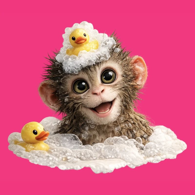 Bathing Time Monkey with Rubber Duck