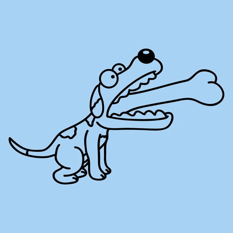 Dog Greedy Hungry Big Bone Swallowed