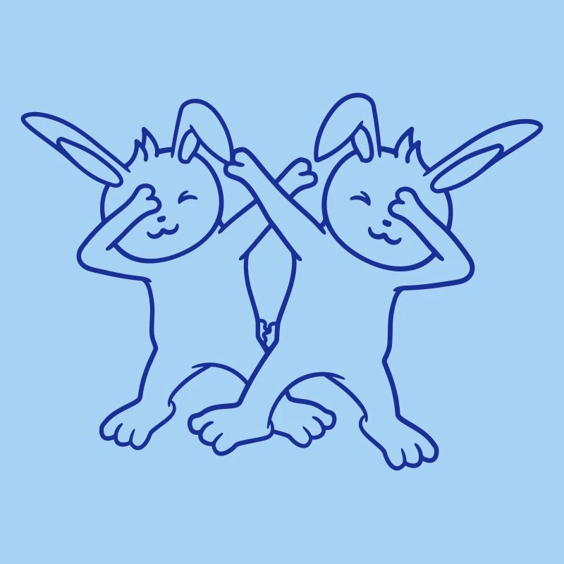 2 Hasen Dabbing Dab Dance Pose Tanzen Party Feiern