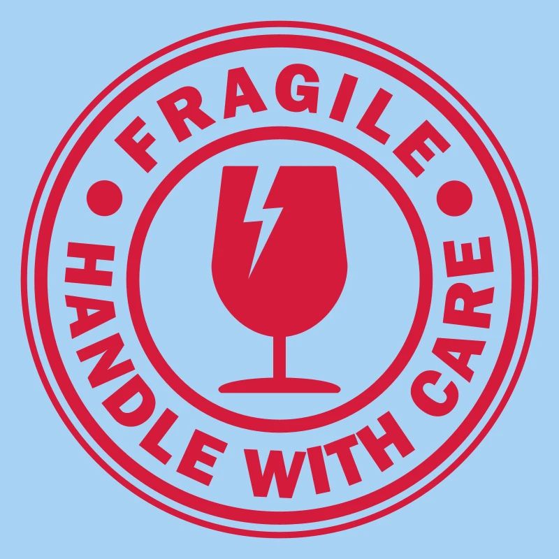 Fragile round circle stamp handle with care