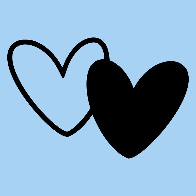 Two Hearts Black White