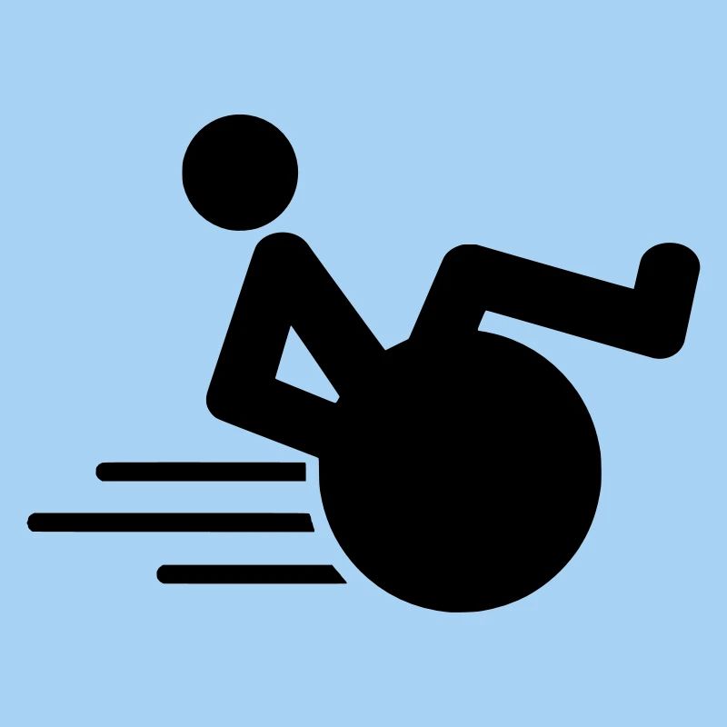 Rollstuhlfahrer macht einen Wheelie Fast Roller #